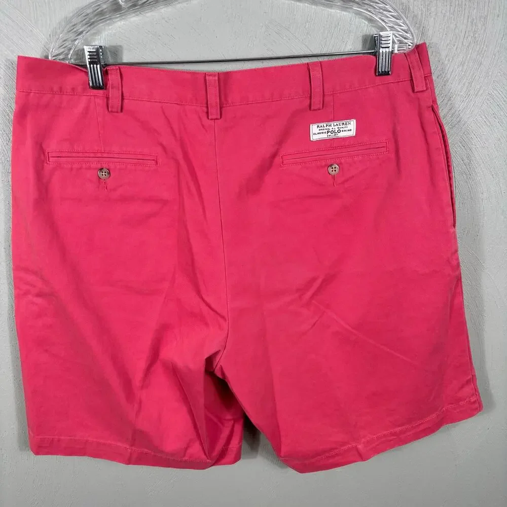 Polo by Ralph Lauren Shorts‎ Men's Size 38 Red Cotton Casual Walking Chino Tyler